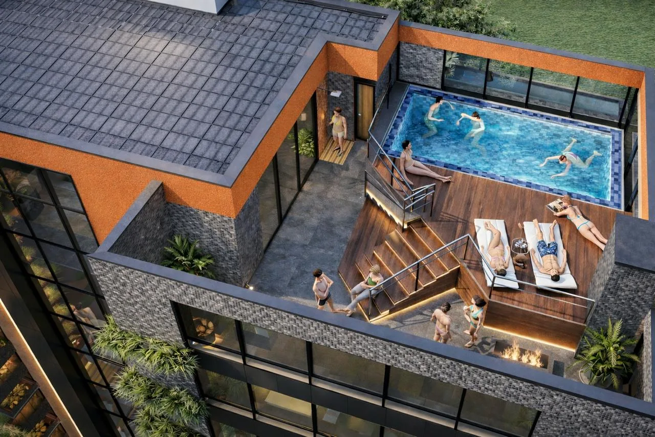 Rooftop com piscina — dia
